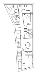 Zeichnung eines Grundrisses eines Gebäudes in der Unterkunft Apartament Rural Vilaplana in Vilaplana