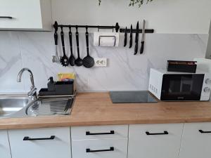 Kuchyň nebo kuchyňský kout v ubytování Apartman Alberta