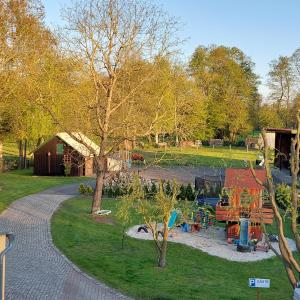 an aerial view of a park with a playground at Spreewaldpension Glatz in Müschen