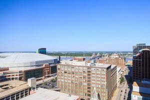 an aerial view of a city with buildings at Marriott St. Louis Grand in Saint Louis