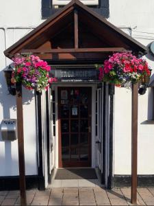 a entrance to a building with two potted flowers at Villa Bianca B&B in Penrith