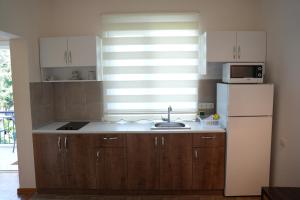 eine Küche mit einer Spüle und einem Kühlschrank in der Unterkunft Sofia Residence in Kemer