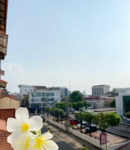 a white flower sitting on top of a building at Ali Local Home in Vientiane