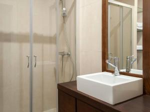 a bathroom with a sink and a shower at Apartamento en Sol centro ciudad in Madrid +14 photos