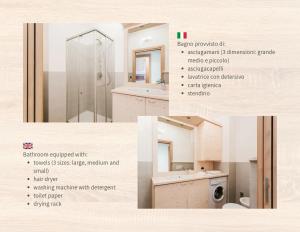 a collage of three pictures of a bathroom at Appartamento Stelvio in Valdisotto