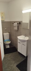 a bathroom with a toilet and a sink at Schöne sonnige Wohnung in Jüchen
