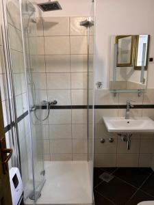 a bathroom with a shower and a sink at Gaya apartments in Šibenik +11 photos