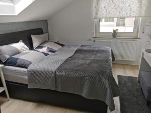 a bedroom with a bed and a window at Cozy apartment Dana in Frickenhausen