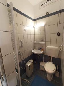 ein kleines Bad mit WC und Waschbecken in der Unterkunft Takis house in Rafina
