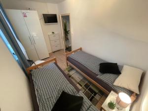 Postel nebo postele na pokoji v ubytování Ferienwohnung am Seeblick