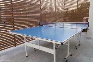 a blue ping pong table in a room at דולב 55 מתחם סוויטות בוטיק Dolev 55 Boutique complex & Spa in Devora