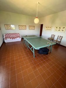 - une table de ping-pong dans une pièce avec un canapé dans l'établissement L'Oasi della Fonte, à Albanella