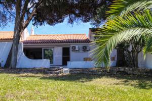 a house with a palm tree in front of it at Pool side Villa Zara in Albufeira