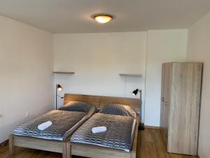 Postel nebo postele na pokoji v ubytování Apartmány Bolevec Plzeň pro rodiny s dětmi a zvířátky