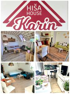 un collage d'images d'un hiesta house kerán dans l'établissement Apartments Karin, à Bled
