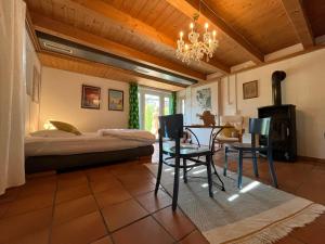a bedroom with a bed and a table and chairs at Me Gustas Tu - Séparée in Winterthur