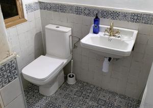 een badkamer met een toilet en een wastafel bij Casa típica aragonesa. in Caspe