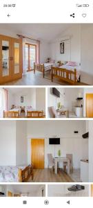 un collage de tres fotos de un dormitorio en Apartmani Račić, en Split