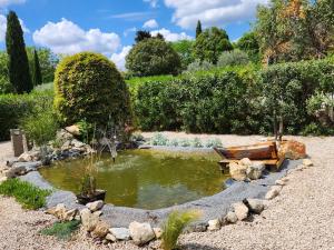 einen Teich inmitten eines Gartens in der Unterkunft L'endroit incontournable in Les Baïsses