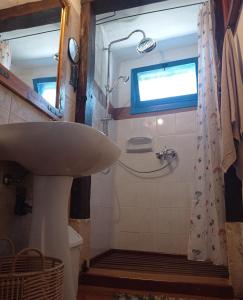 y baño con lavabo y ducha. en Casa Delle Olive en Mošćenička Draga