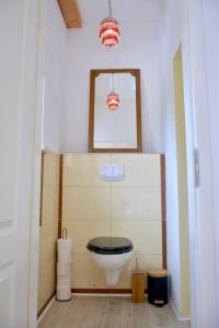 ein Bad mit WC in einem Zimmer in der Unterkunft Studio in Wehingen in Mettlach