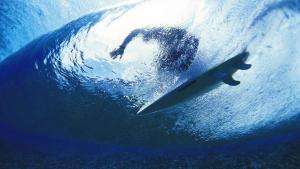 a man riding a wave on a surfboard in the ocean at True Nature Jungle House in Bastimentos