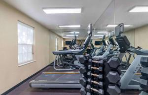 a gym with a row of cardio machines at Extended Stay America Suites - Virginia Beach in Virginia Beach