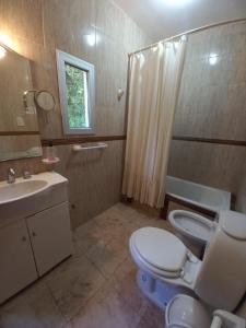 uma casa de banho com um WC e um lavatório em Sofia del Bosque em Mar del Plata