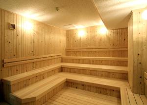 Rifure Iwaki Ekimaeten-Male Only في إيواكي: ساونا بألواح خشبية وأضواء على الحائط