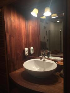 a bathroom with a white sink and a mirror at Casa rural Adoracion Chipude - Adults Only in Chipude