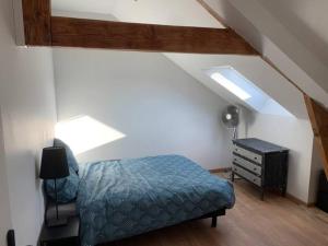 a bedroom with a bed and a skylight at Appartement T3 lumineux 70m² in Brest