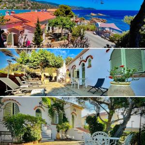 a collage of two pictures of a house at Hôtel Astria in Le Lavandou