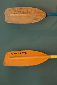 a wooden baseball bat with the words toll centre on it at Sundance Cosy Getaway - Annexe in Whitstable
