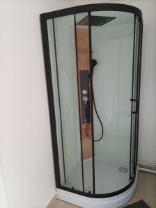 a shower with a glass door in a bathroom at O'Couvent - Appartement 523 - 2 chambres - 66 m2 - Deuxième étage in Salins-les-Bains