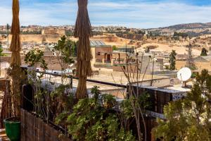 a view of a city from a garden at Riad Verus in Fez