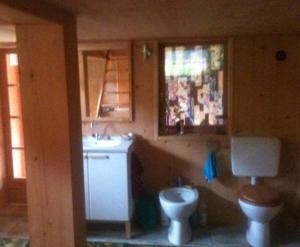uma casa de banho com um WC e um lavatório em L'Étoile Enchantée em Ciernes-Picat