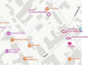 a map of the location of the no martination row at Apartament Błękitny in Kazimierz Dolny