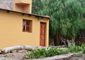a house with a fallen tree in front of it at Familia Albahaca in Tilcara