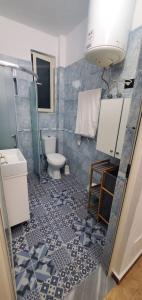 La salle de bains est pourvue de toilettes et d'un lavabo. dans l'établissement Helios Qerret House, à (( Stan i Ri ))