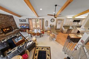 an aerial view of a living room and kitchen at Altitude Adjustment in Blowing Rock