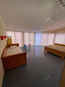 a large room with two beds and a table at Apartment Crocus of Rafailovici in Budva