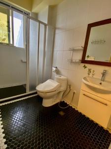 a bathroom with a toilet and a sink at MorningSue Homestay in Hualien City