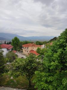 a view of a town with a tree and buildings at EverGreen in Kavala