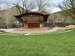 a pavilion in a park with a grass field at Private Retreat on Working Horse and Cattle Ranch in Salida