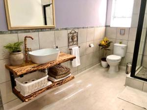 un bagno con lavandino e WC di Riverlea Farm Self-Catering Unit a George