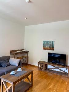 a living room with a couch and a table at Apartman 20, Brzeće Centar in Brzeće
