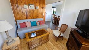 sala de estar con sofá y TV en Villa La Moraine en Thonon-les-Bains