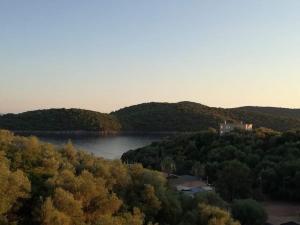 a view of a lake with trees and a house at Villa Rodanthi Sivota in Syvota