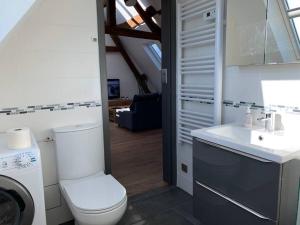a bathroom with a toilet and a sink at Le Henri IV - Vue Cathédrale, Parking in Rouen