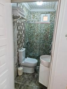 a bathroom with a toilet and a sink at Alaçatı Beka House in Alaçatı